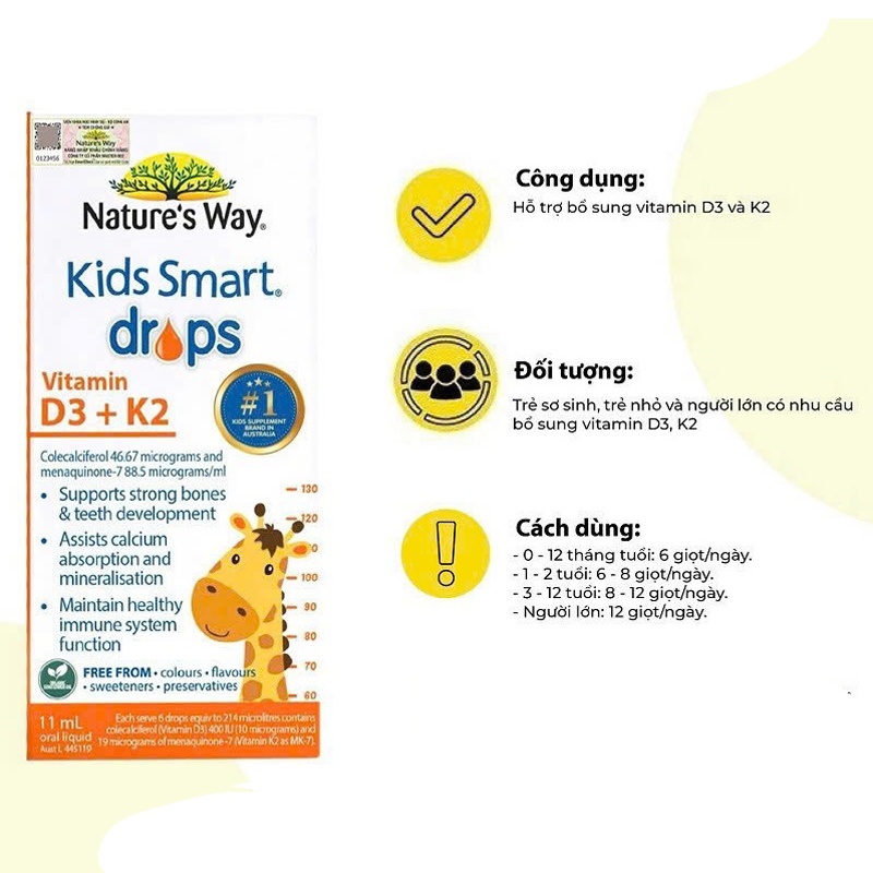 Thành phần Vitamin D3 + K2 Nature's Way