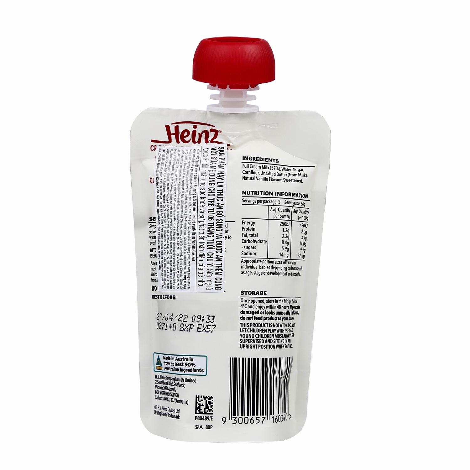 Dinh dưỡng custard vani nghiền Heinz 120g (dành cho trẻ từ 6M+) hình 2