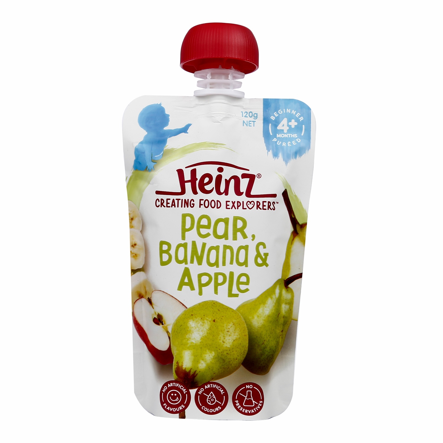 Dinh dưỡng vị lê, chuối và táo nghiền Heinz 120g (dành cho bé từ 4 tháng tuổi) hình 1