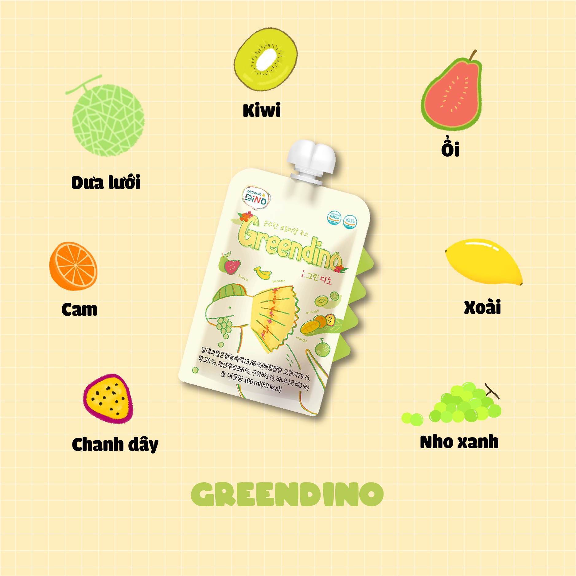 Nước ép trái cây nhiệt đới GreenDino 100ml cho bé 6M+ hình 2