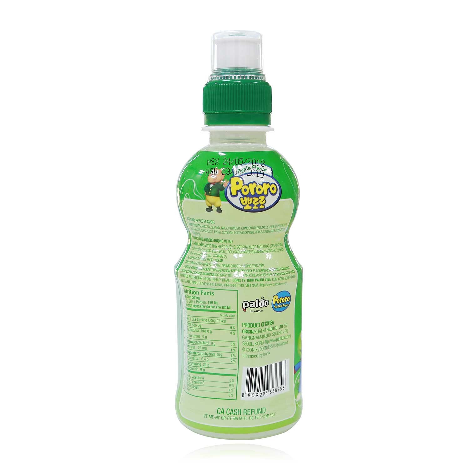 Nước uống Pororo hương vị táo chai 235ml hình 2