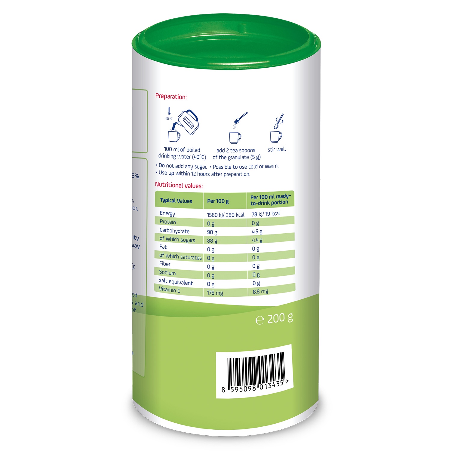 Trà cốm hoa quả Burine vị Mâm xôi 200g hình 2