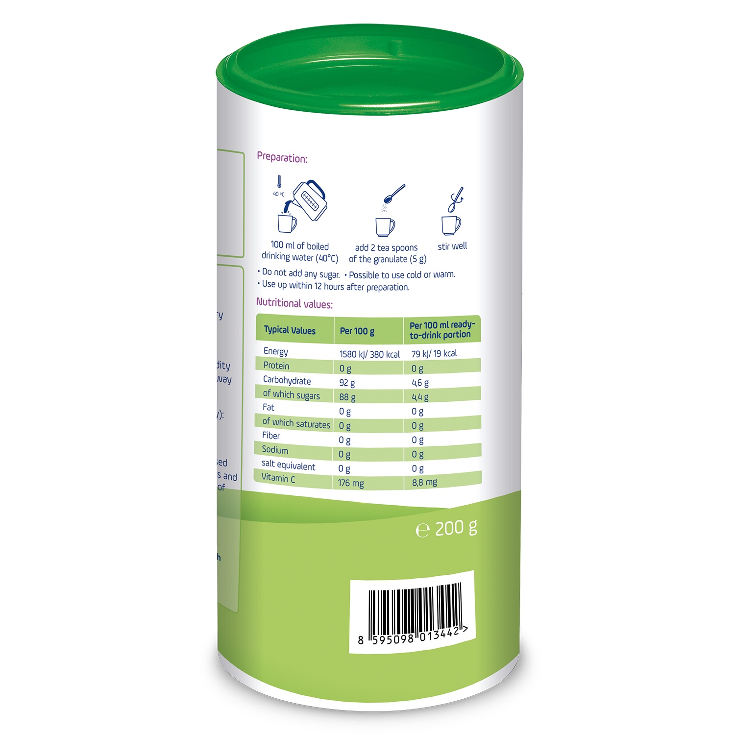 Trà cốm hoa quả Burine vị Việt quất và Hoa tầm xuân 200g hình 2