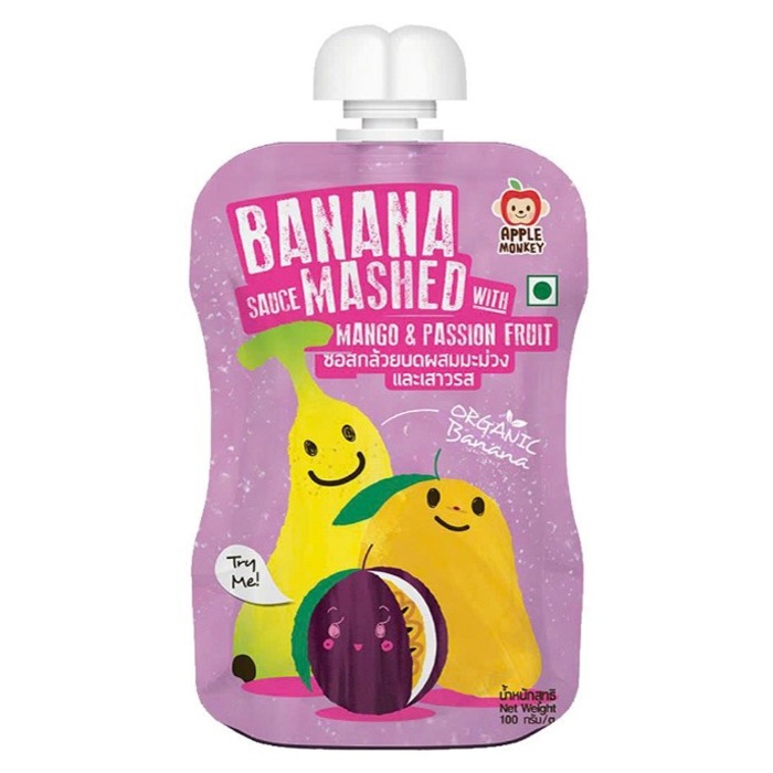 Trái cây nghiền Apple Monkey vị chuối, xoài, chanh leo