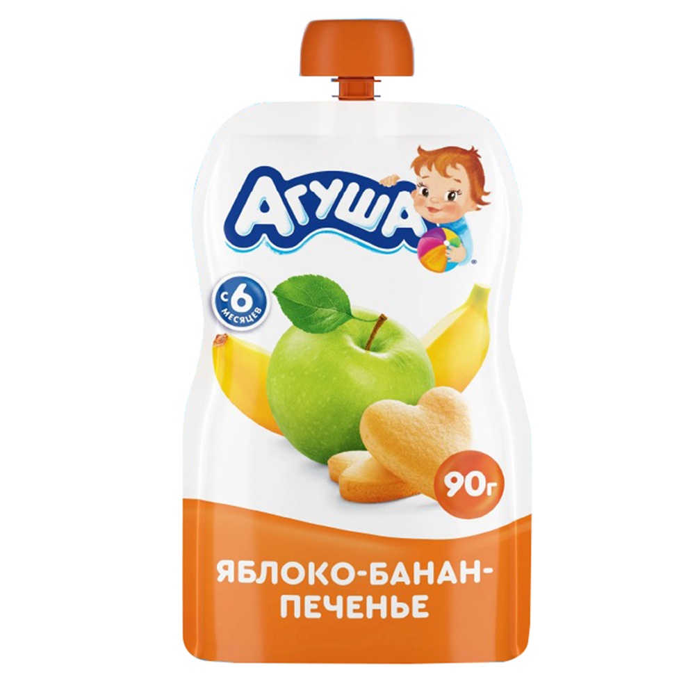 Trái cây nghiền vị chuối, táo và bánh quy Agusha 90g hình 1