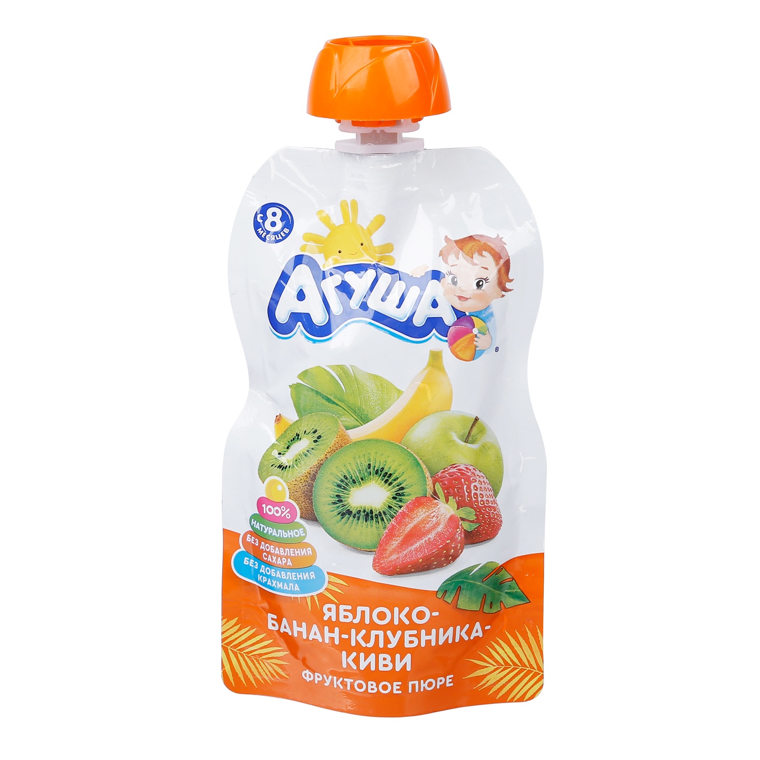 Trái cây nghiền vị táo, chuối, dâu tây và kiwi Agusha 90g hình 1