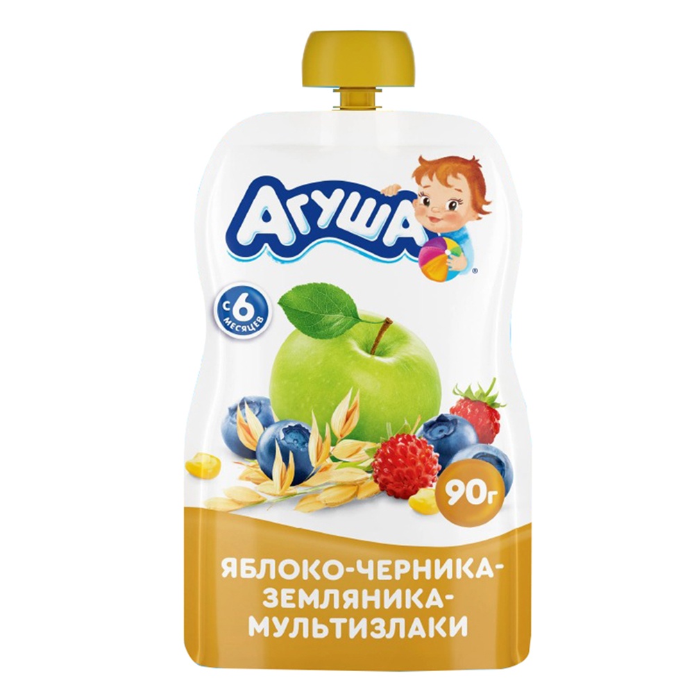 Trái cây nghiền vị táo, việt quất, dâu rừng và ngũ cốc Agusha  90g  hình 1