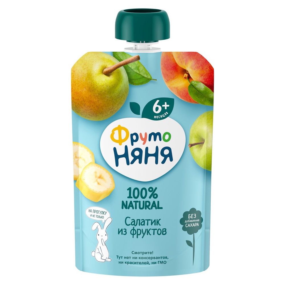 Trái cây nghiền chuối, lê, táo, đào Fruto 90g