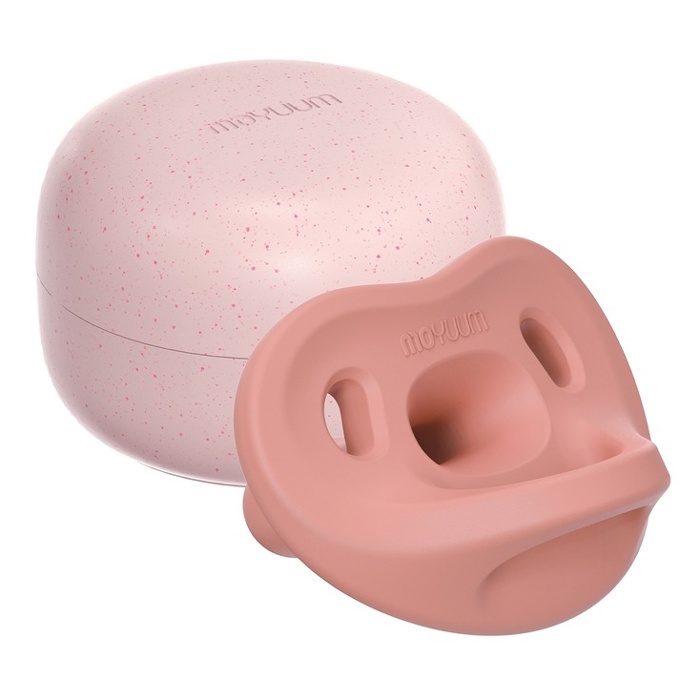 Ty ngậm silicone Moyuum kèm hộp Stage 3 (Hồng dâu) cho bé 6M+ hình 1