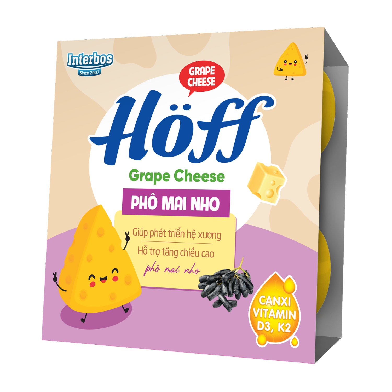 Phô mai tươi Hoff vị nho 4x55g 1Y+