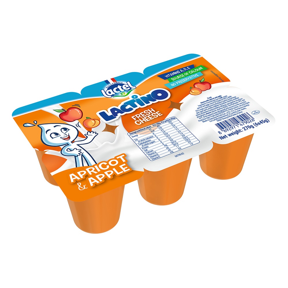 Phô mai tươi Lactino vị Mơ - Táo 6*45g dành cho bé trên 6 tháng tuổi hình 1