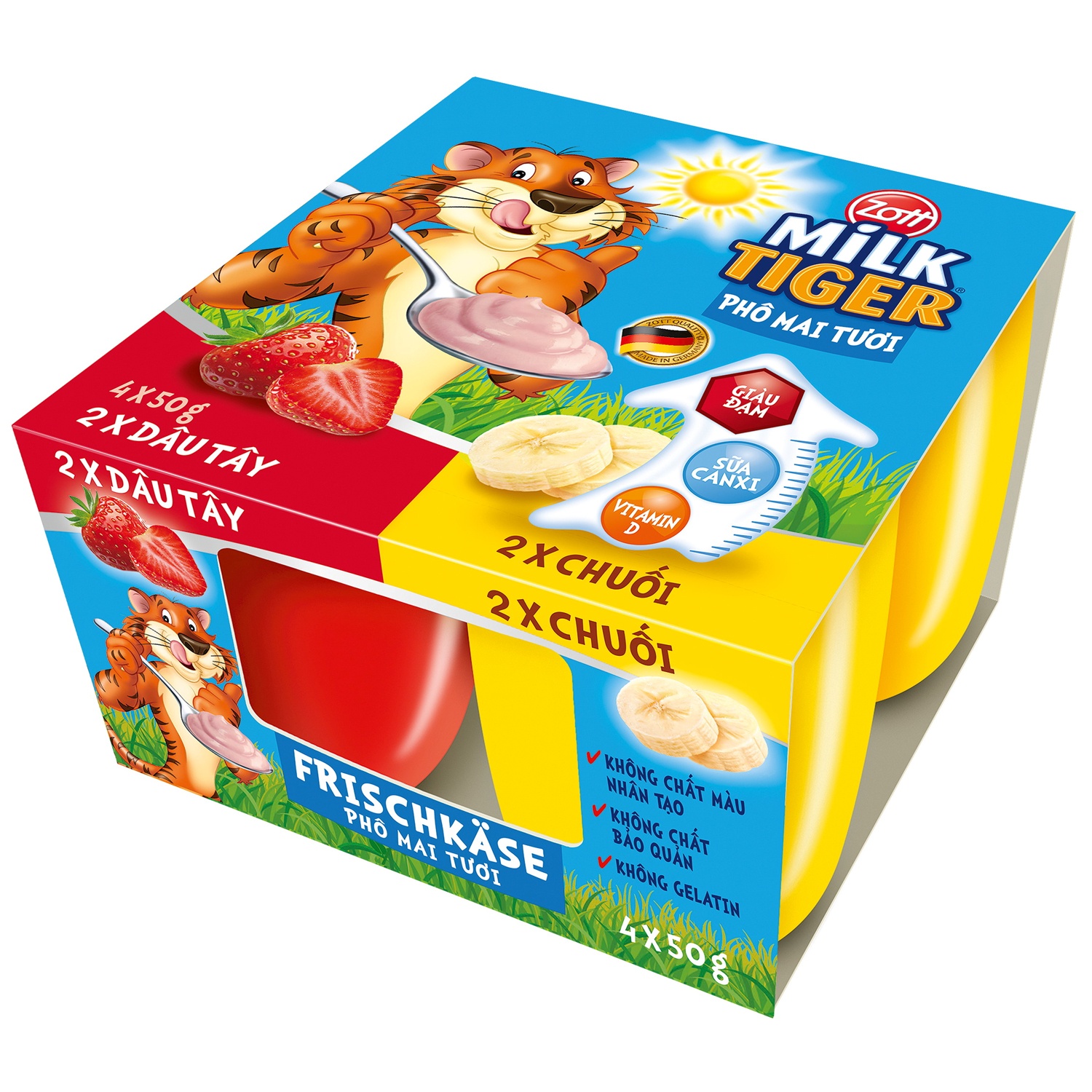 Phô mai tươi Zott Milk Tiger vị Dâu - Chuối cho bé trên 6 tháng tuổi hình 2