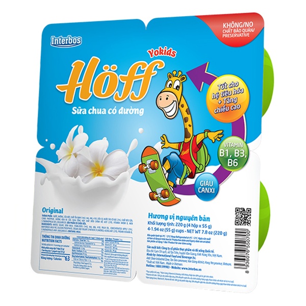 Sữa chua có đường Hoff vị nguyên bản 4x55g hình 1