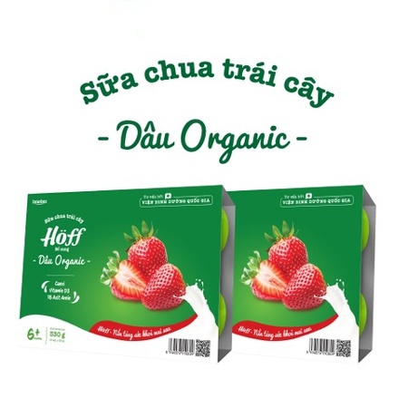 Sữa chua hoa quả Hoff organic vị dâu 6M+ (55g*6 hộp)