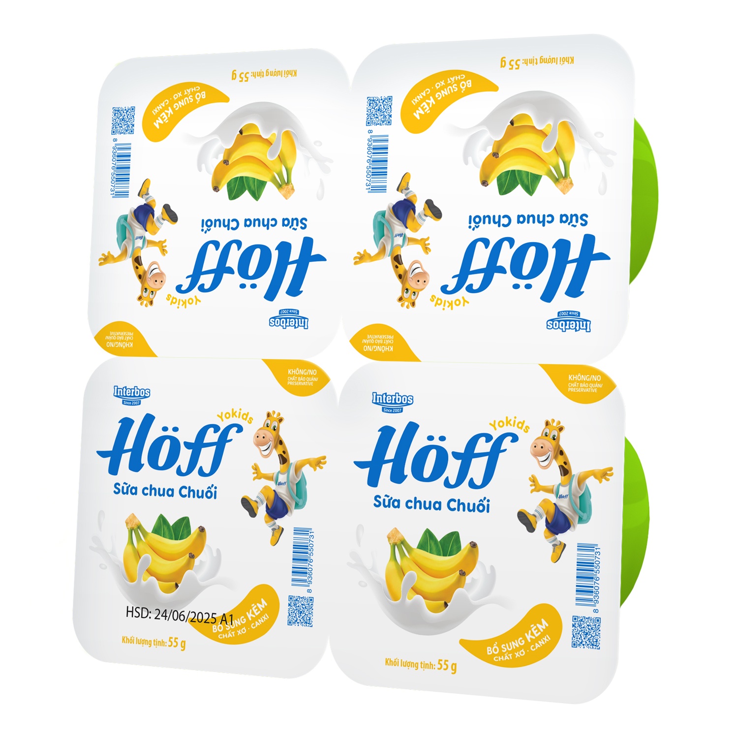 Sữa chua hoa quả Hoff vị chuối 4x55g hình 2