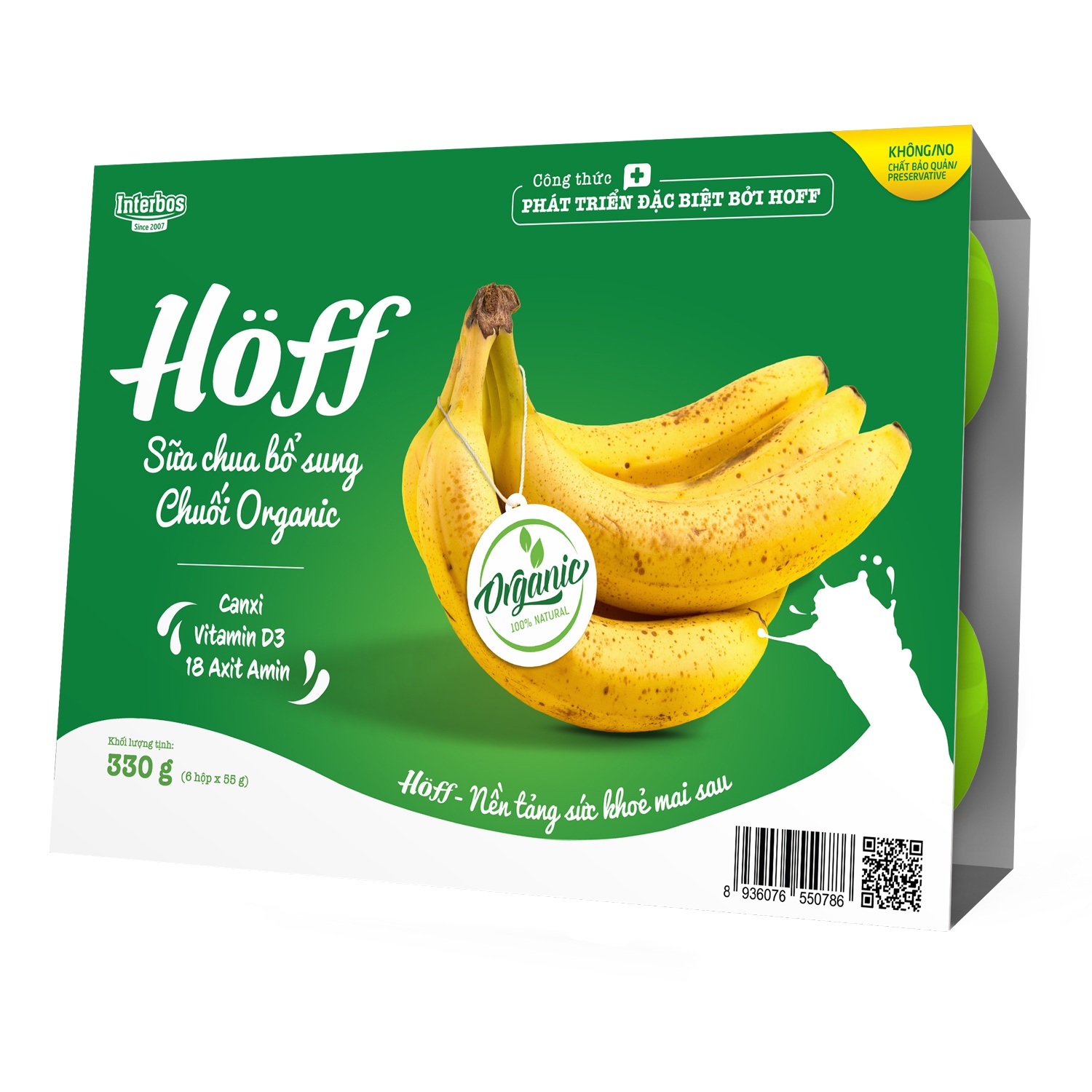 Sữa chua hoa quả Hoff Organic vị chuối 6x55g