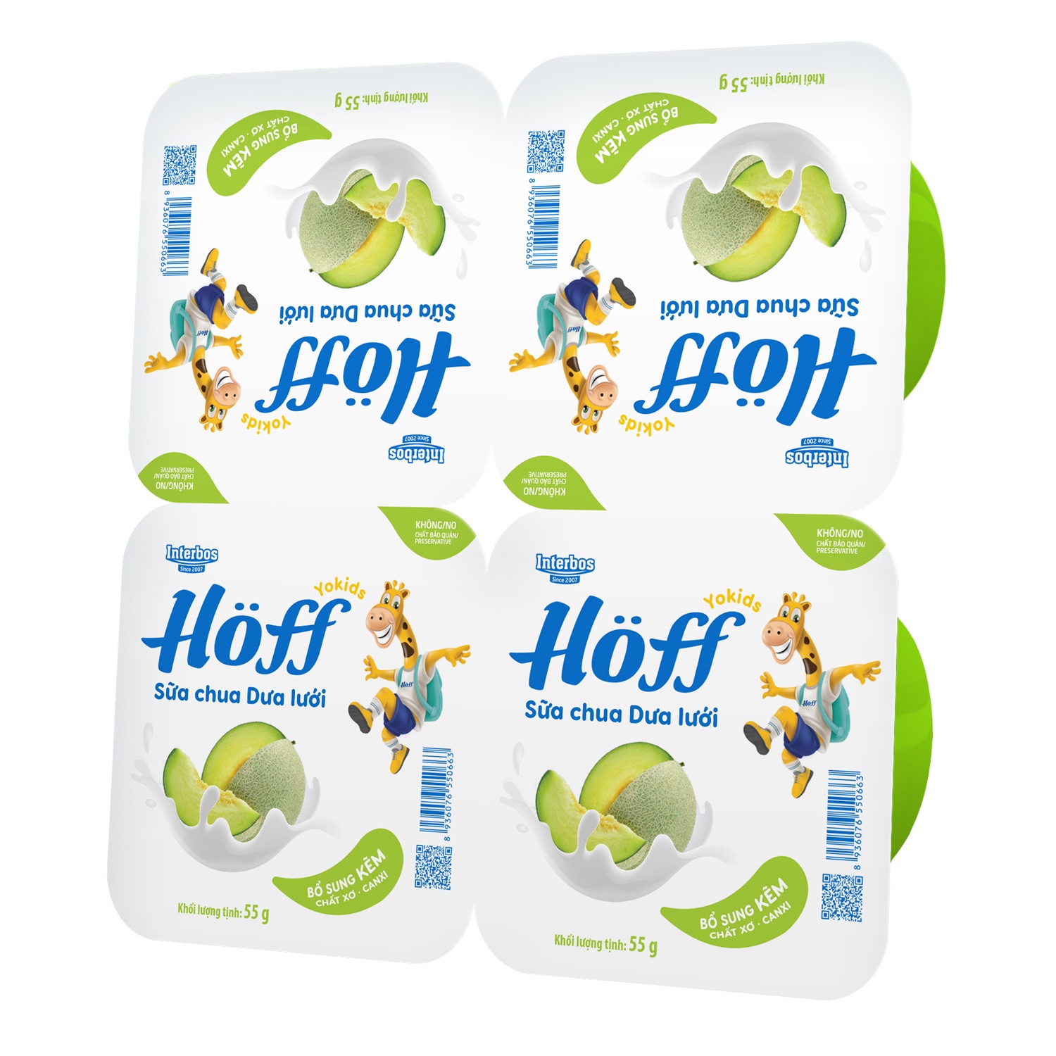 Sữa chua hoa quả Hoff vị dưa lưới 4x55g