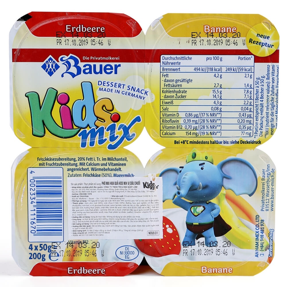 Phô mai hoa quả Kids Mix  50g - Lốc 4 hình 2