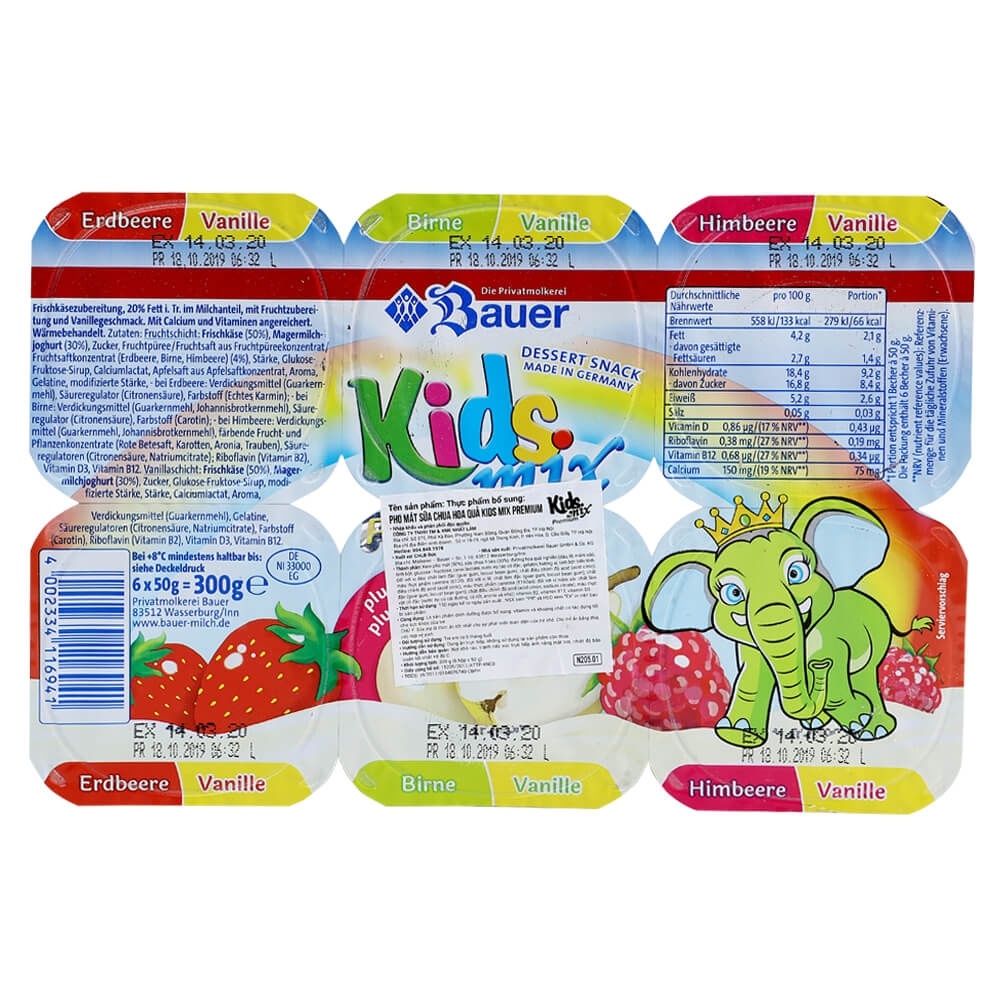 Sữa chua hoa quả Kidsmix Premium 6x50g cho bé hình 2