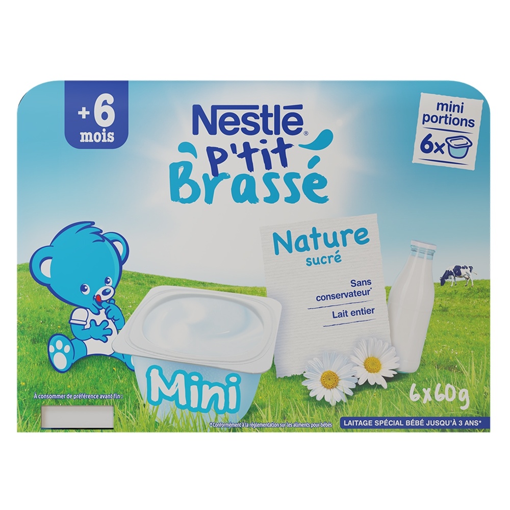 Sữa chua nguội Nestlé P'tit Brasse vị tự nhiên (lốc 6x60g) hình 1