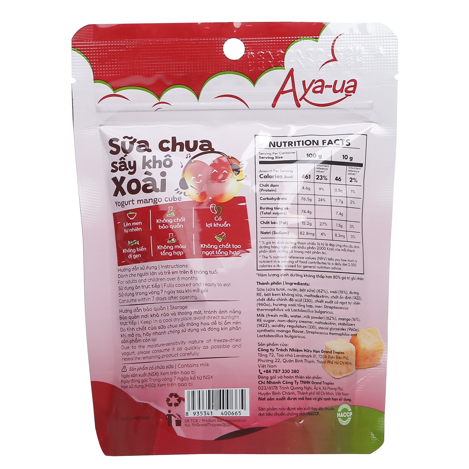 Sữa chua sấy khô Aya-ua vị xoài 10g hình 2