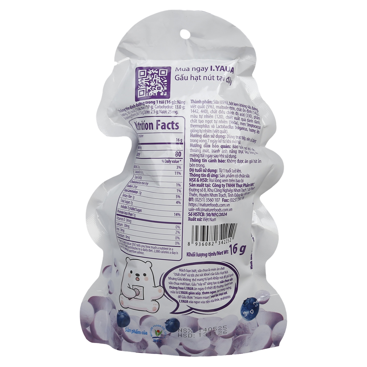 Sữa chua sấy thăng hoa vị việt quất I.Yaua 16g hình 2