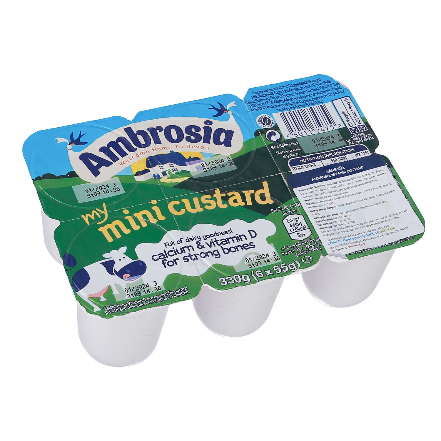 Váng sữa Ambrosia truyền thống ít đường 55g x 6 hộp  (6m+) hình 1