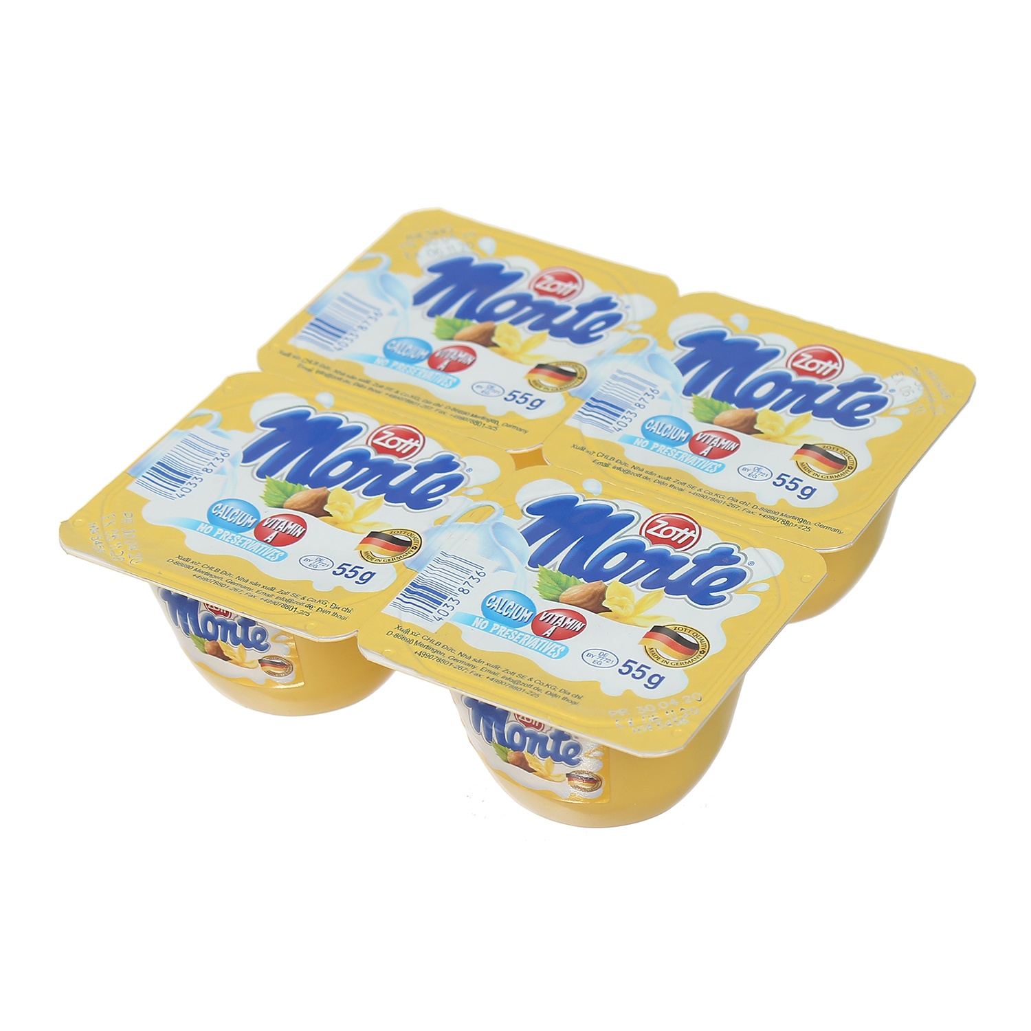 Váng sữa Monte Zott- Vanilla 4x55g cho bé trên 6 tháng tuổi hình 1