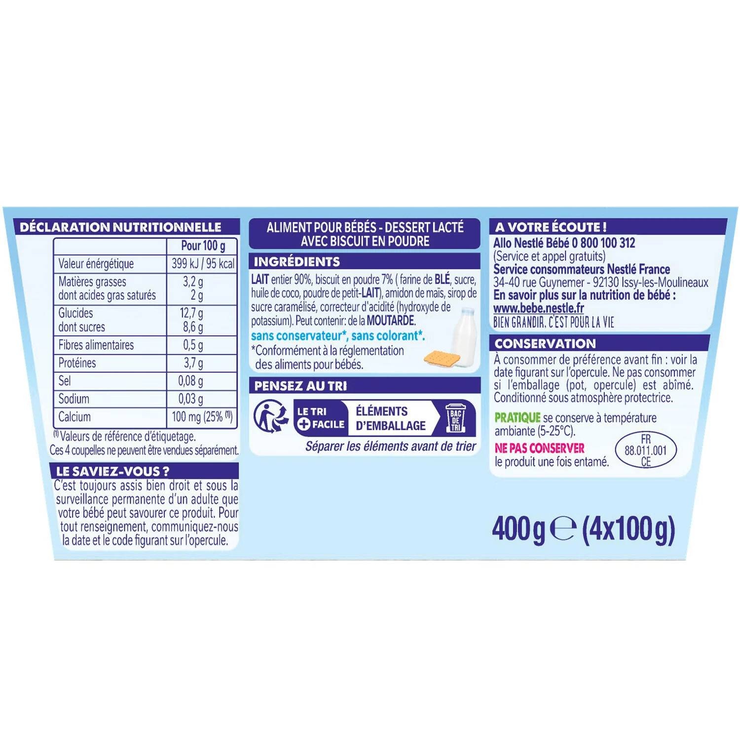 Váng sữa Nestle vị bánh quy 4*110g (6M+) hình 2