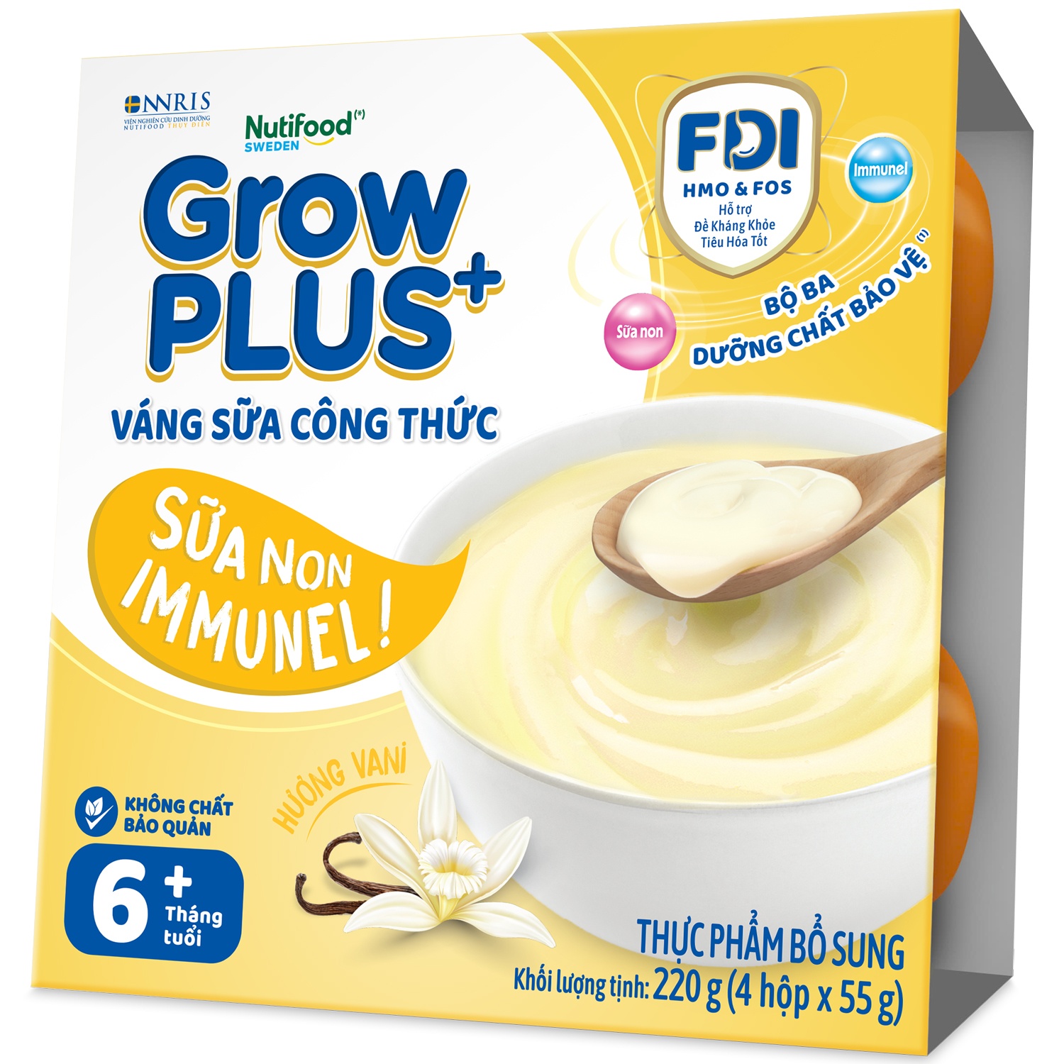 Váng sữa Nutifood GrowPLUS vị vani 4x55g