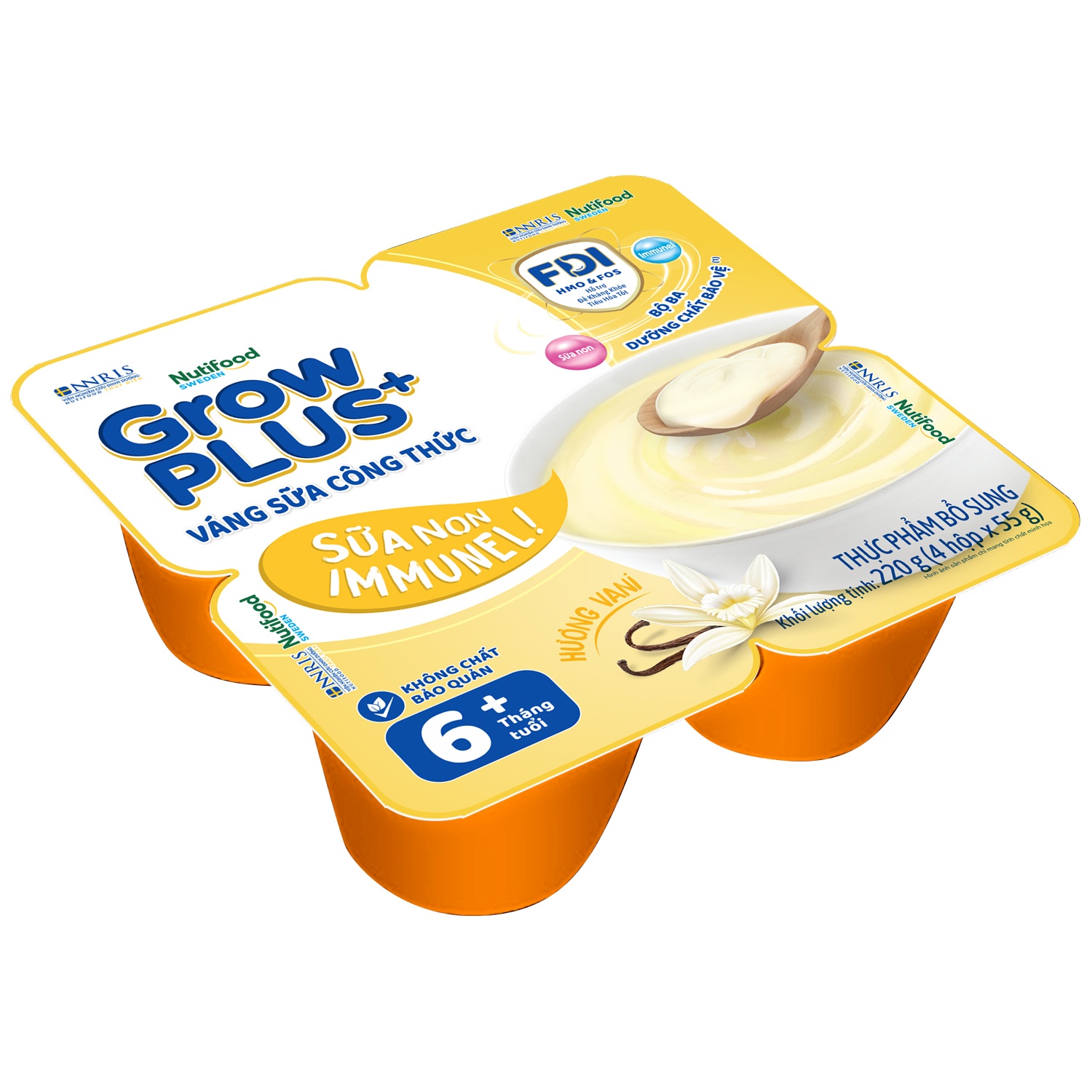 Váng sữa Nutifood GrowPLUS vị vani 4x55g