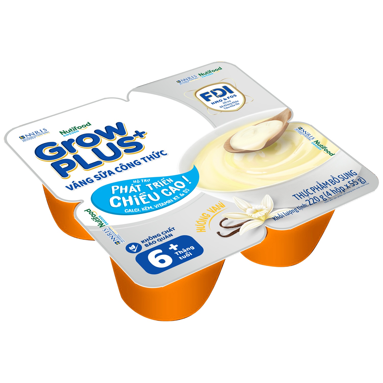 Váng sữa Nutifood GrowPLUS vị vani 4x55g
