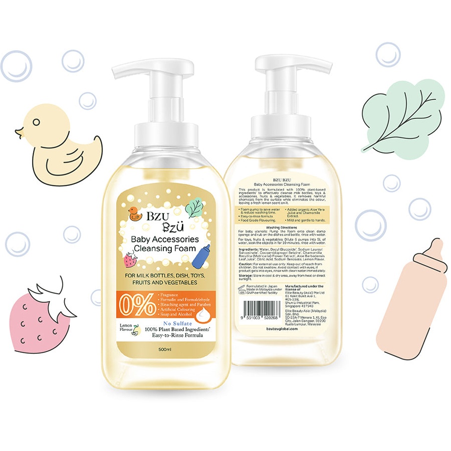 Nước rửa bình tạo bọt hương chanh Bzu Bzu chai 500ml hình 2