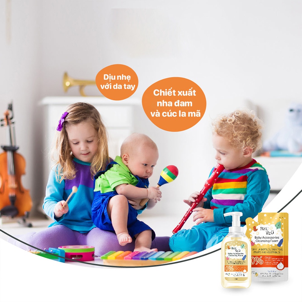 Nước rửa bình tạo bọt hương chanh Bzu Bzu chai 500ml hình 6