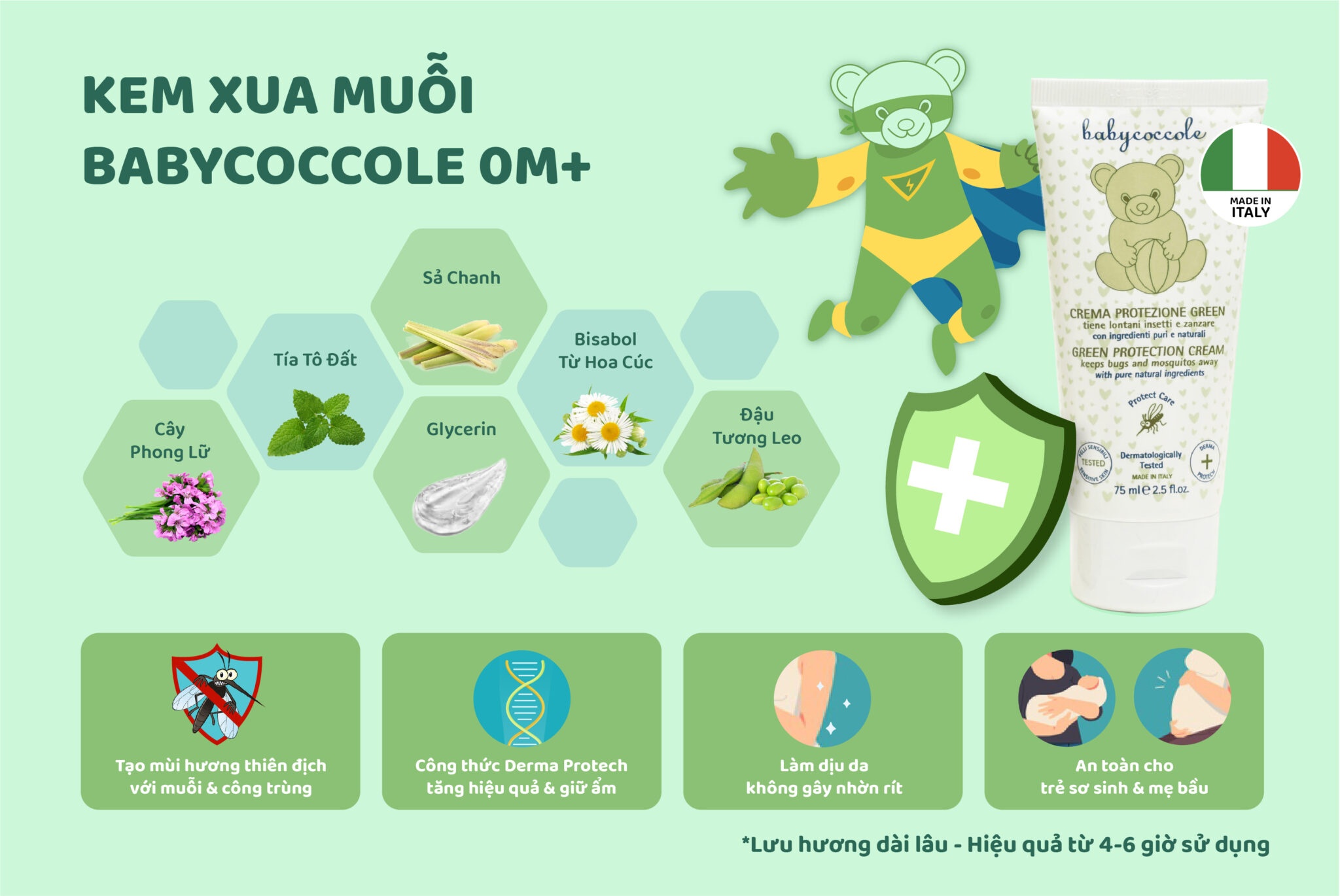 Kem chống muỗi Babycoccole 75ml 0M+ hình 3