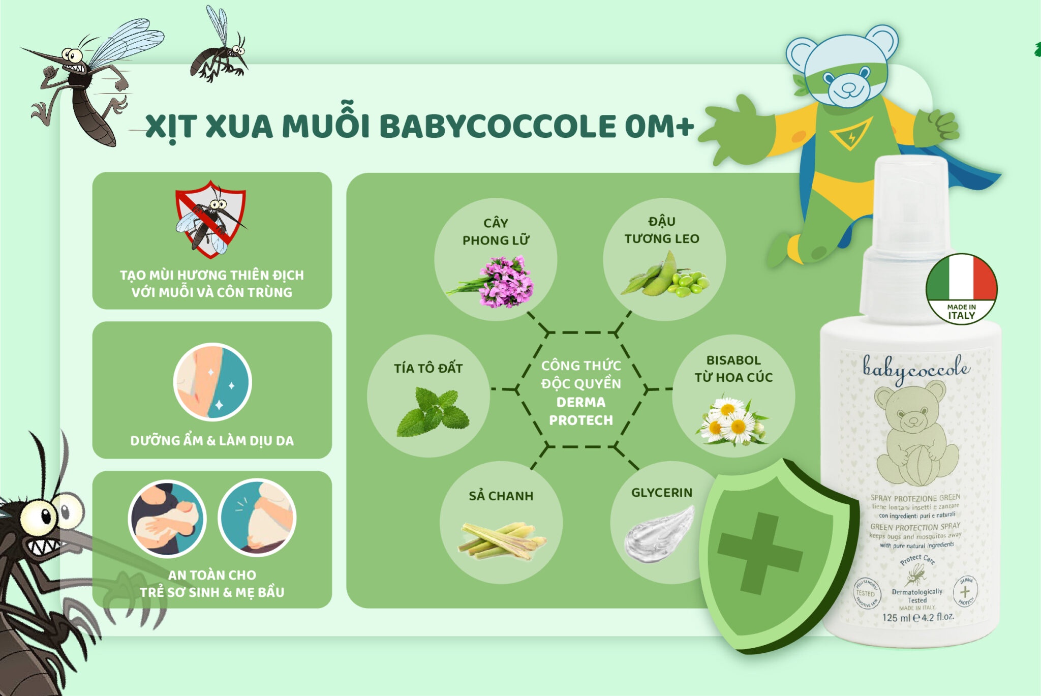 Thành phần xịt chống muỗi Babycoccole 125ml 0M+