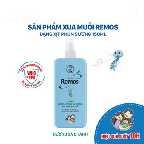 Xịt chống muỗi hương cam xả tự nhiên Remos 150ml