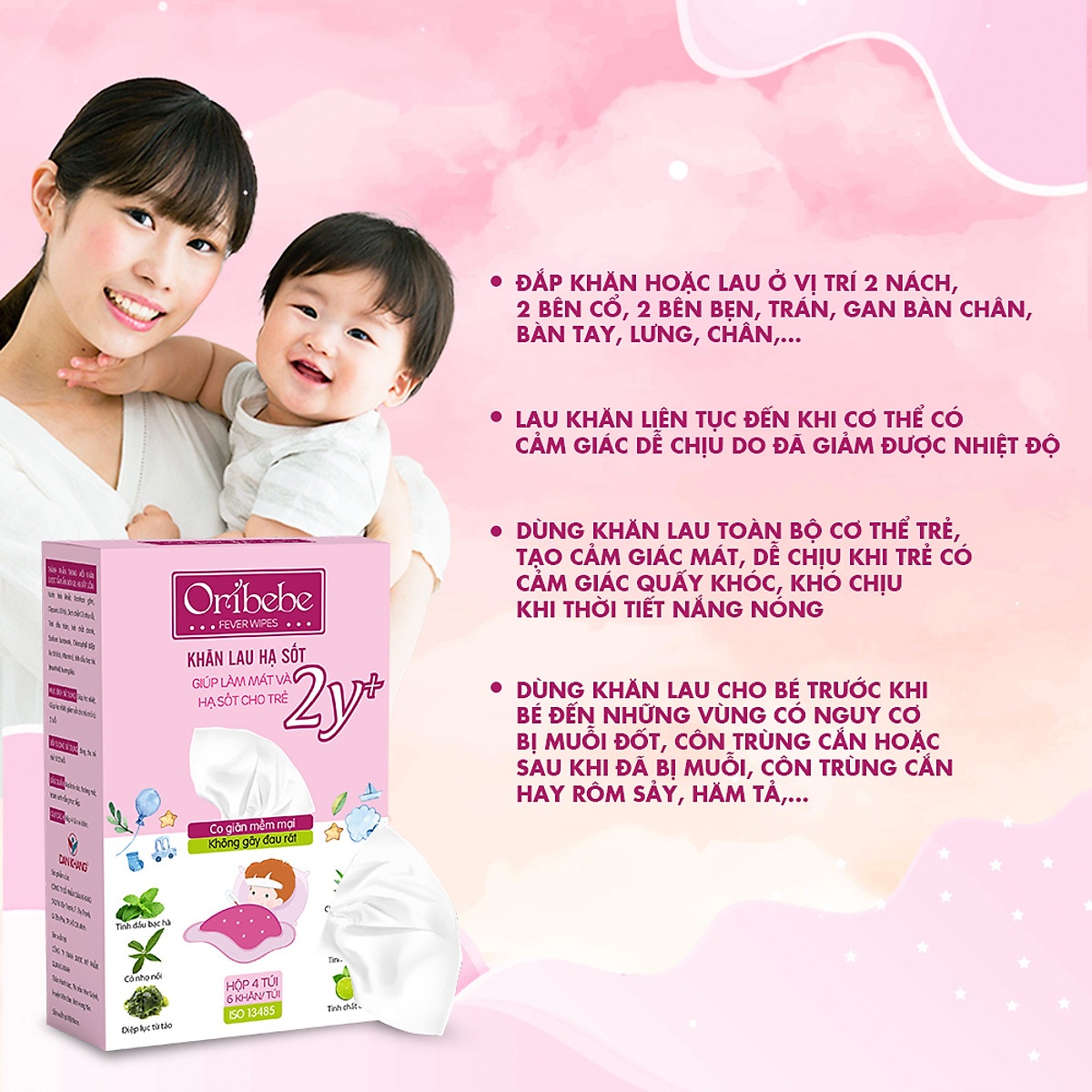 Khăn lau hạ sốt Oribebe 2Y+ hình 3