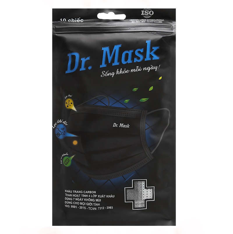Khẩu trang Carbon hoạt tính 4 lớp xuất khẩu Dr Mask KT04 hình 1