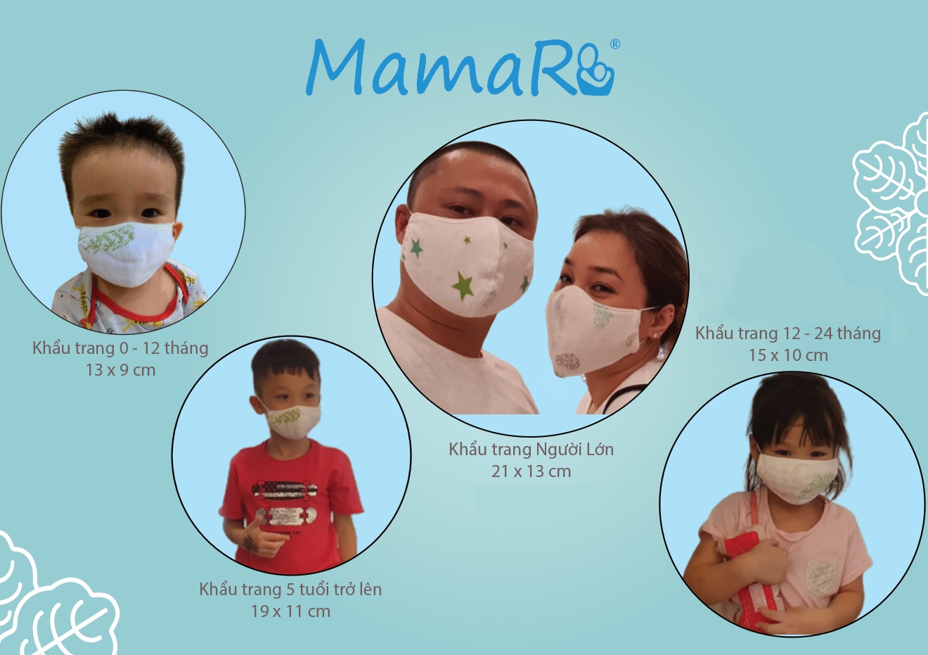 Set 3 Khẩu Trang Sợi Tre kháng khuẩn Mamaru (12-24M) hình 3