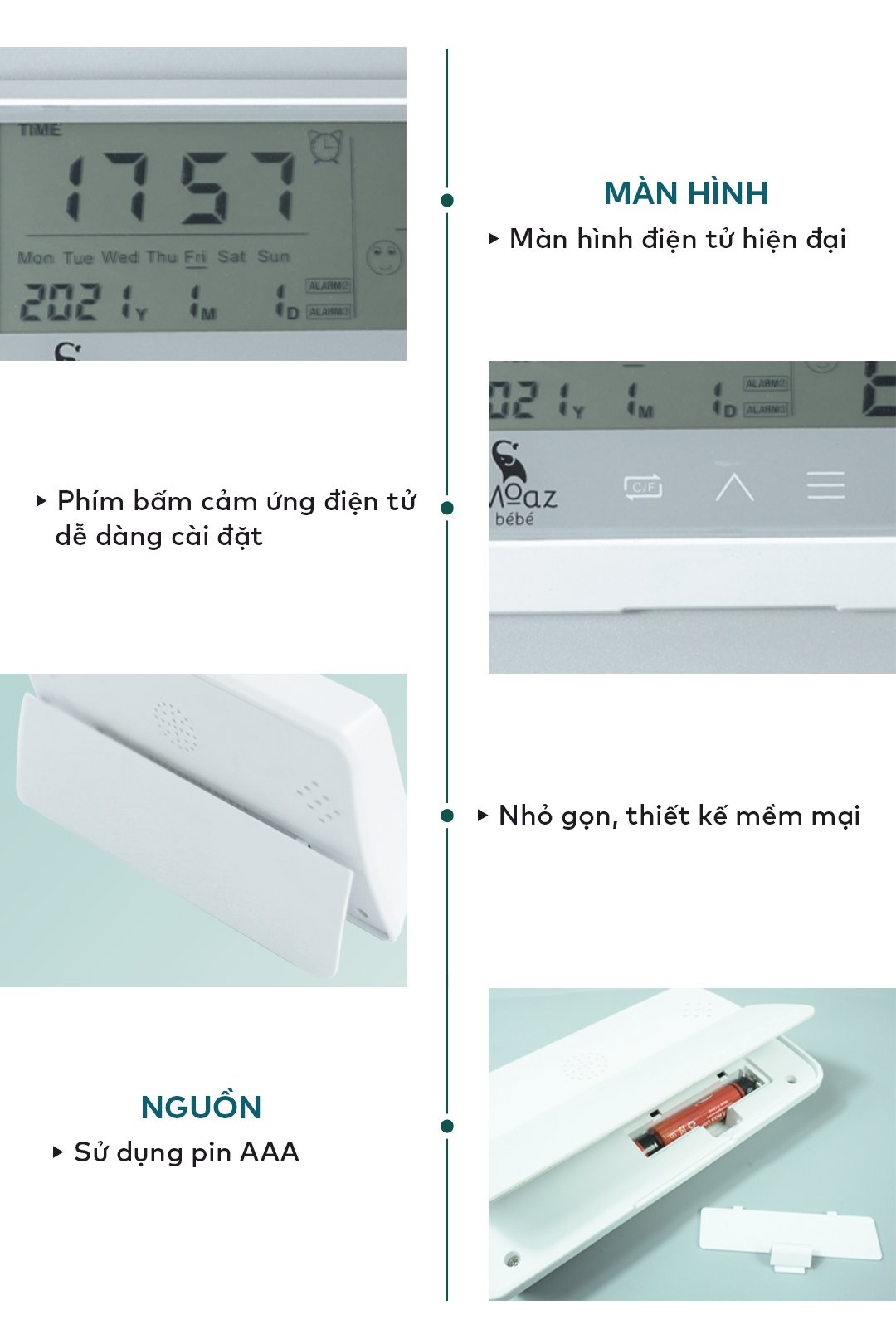 Nhiệt ẩm kế đa năng Moaz Bébé MB - 027 hình 4