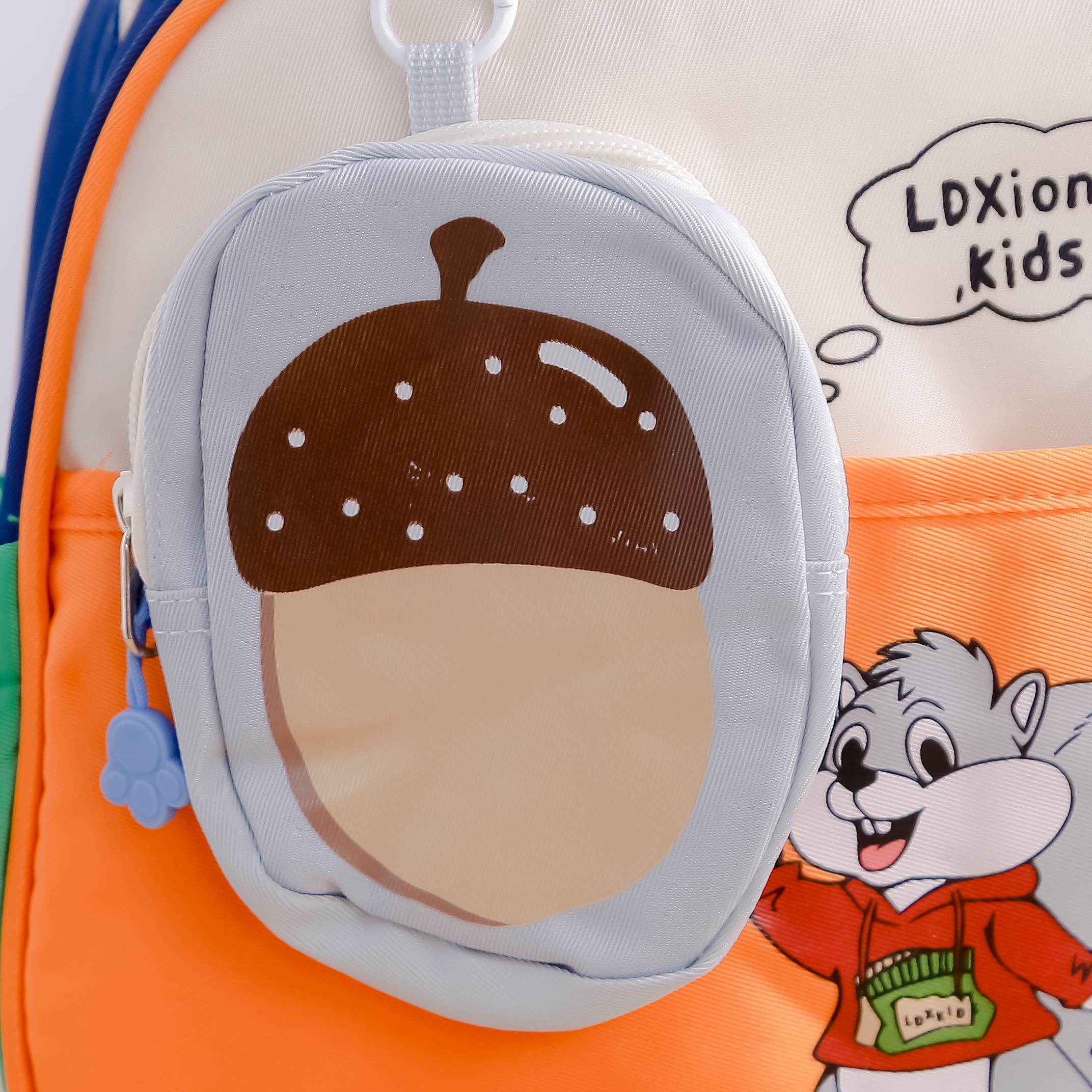 Balo trẻ em Mamago hình sóc và hạt dẻ (Cam xanh) hình 3