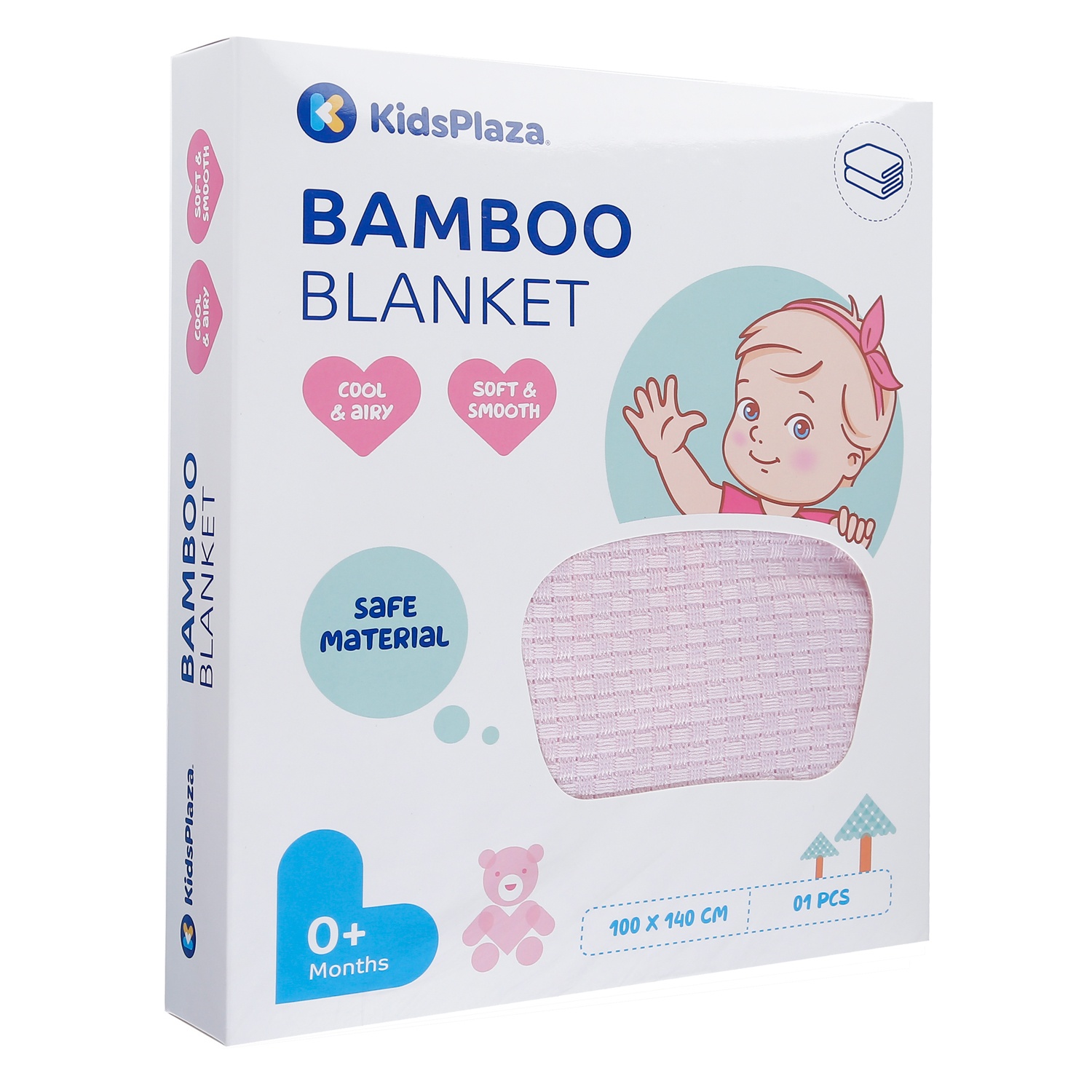 Chăn lưới sợi tre cho bé KidsPlaza 22K-BB01 (Hồng) hình 1