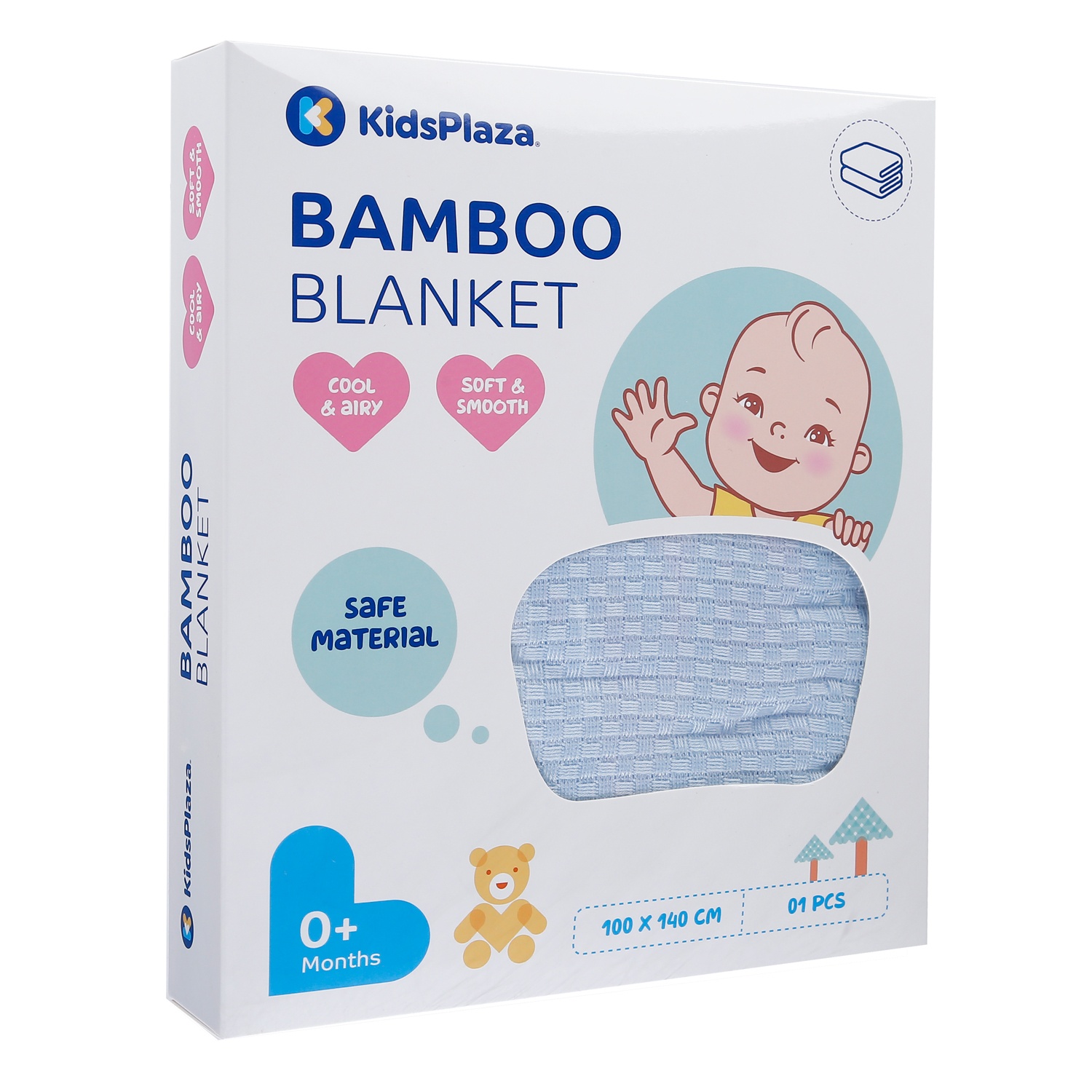 Chăn lưới sợi tre cho bé KidsPlaza 22K-BB01 (Xanh) hình 1