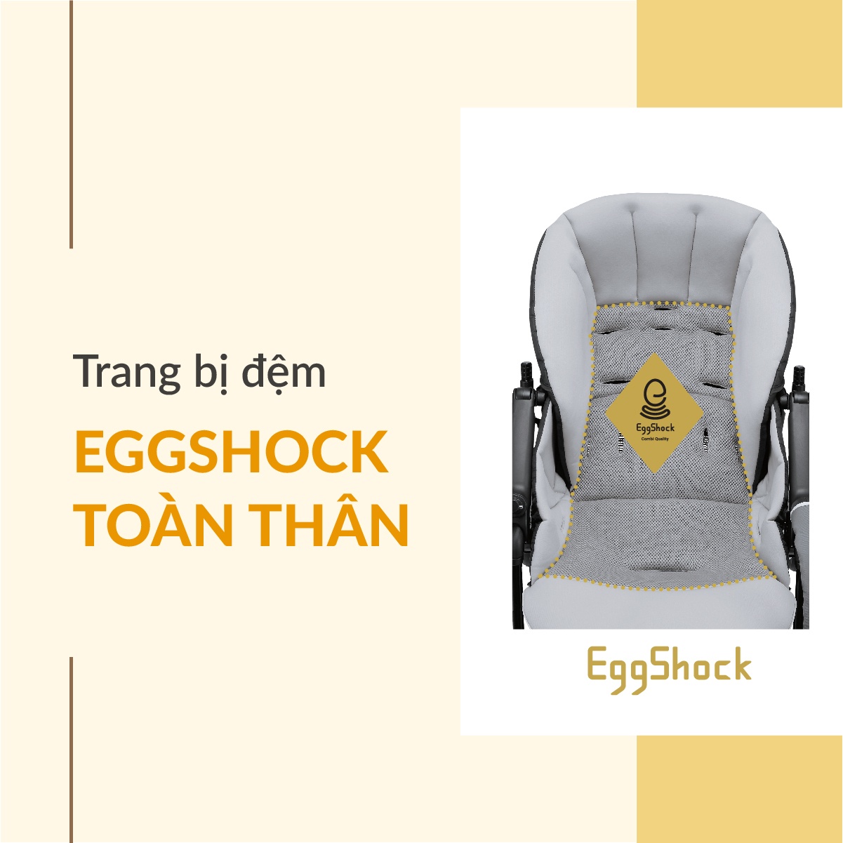 Xe đẩy Nhật Combi Sugocal Compact trang bị đệm Eggshock toàn thân