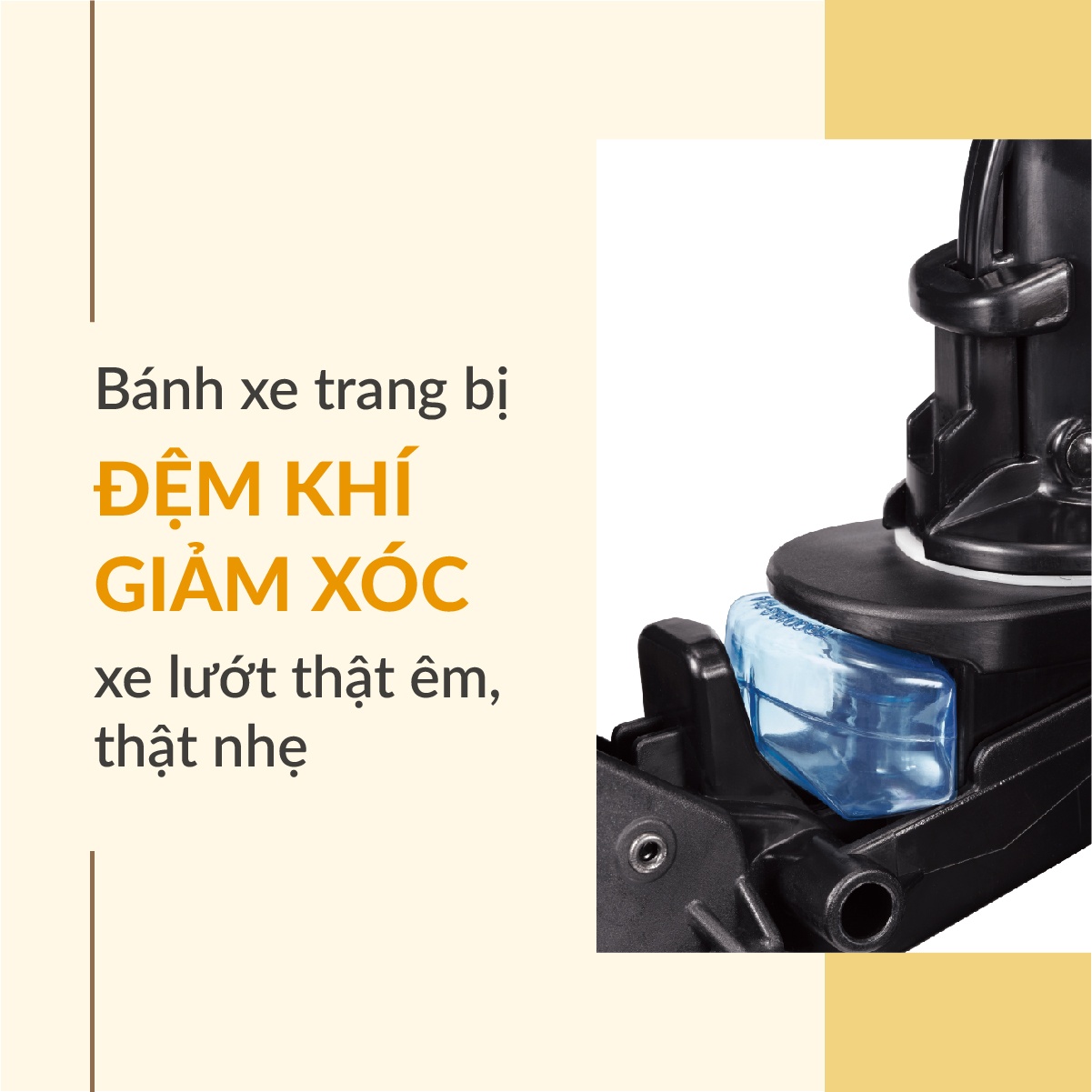 Bánh xe đẩy Nhật Combi Sugocal Compact trang bị đệm khí giảm xóc
