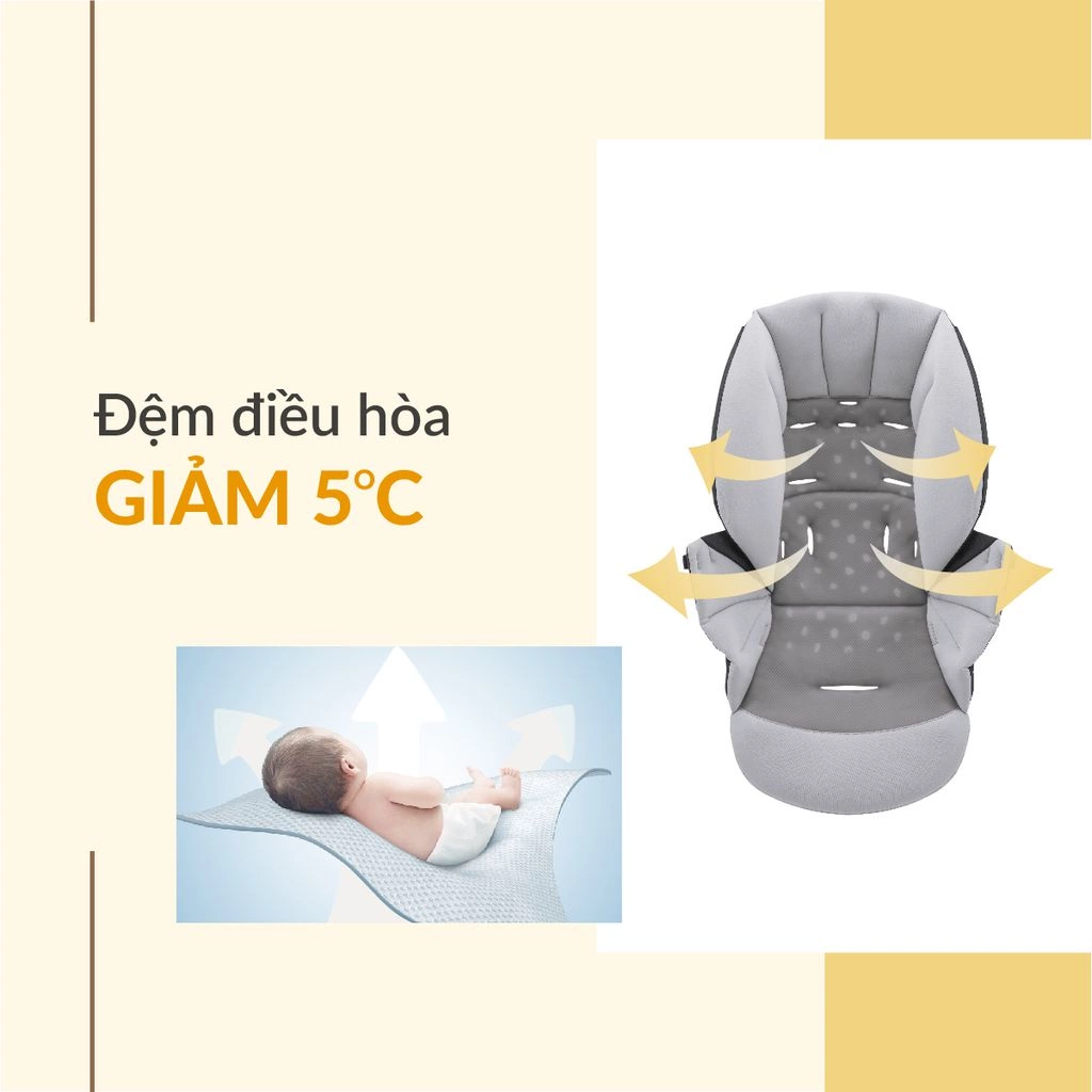 Đệm điều hòa giảm 5°C của xe đẩy Combi Sugocal Compact 