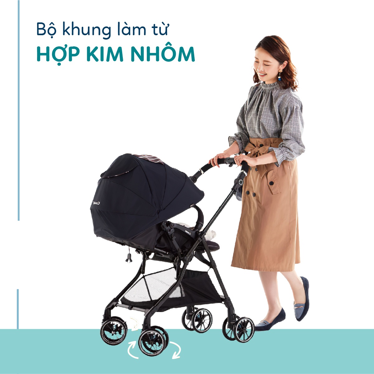Xe đẩy Combi Sugocal Light 4 xanh dương hình 10