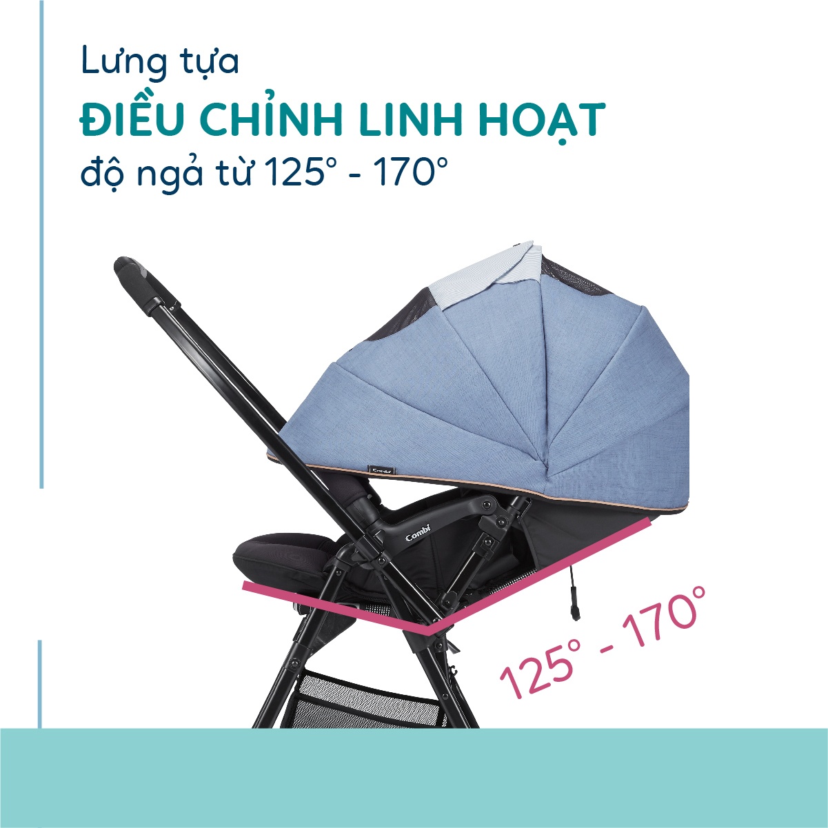 Xe đẩy Combi Sugocal Light 4 xanh dương hình 12