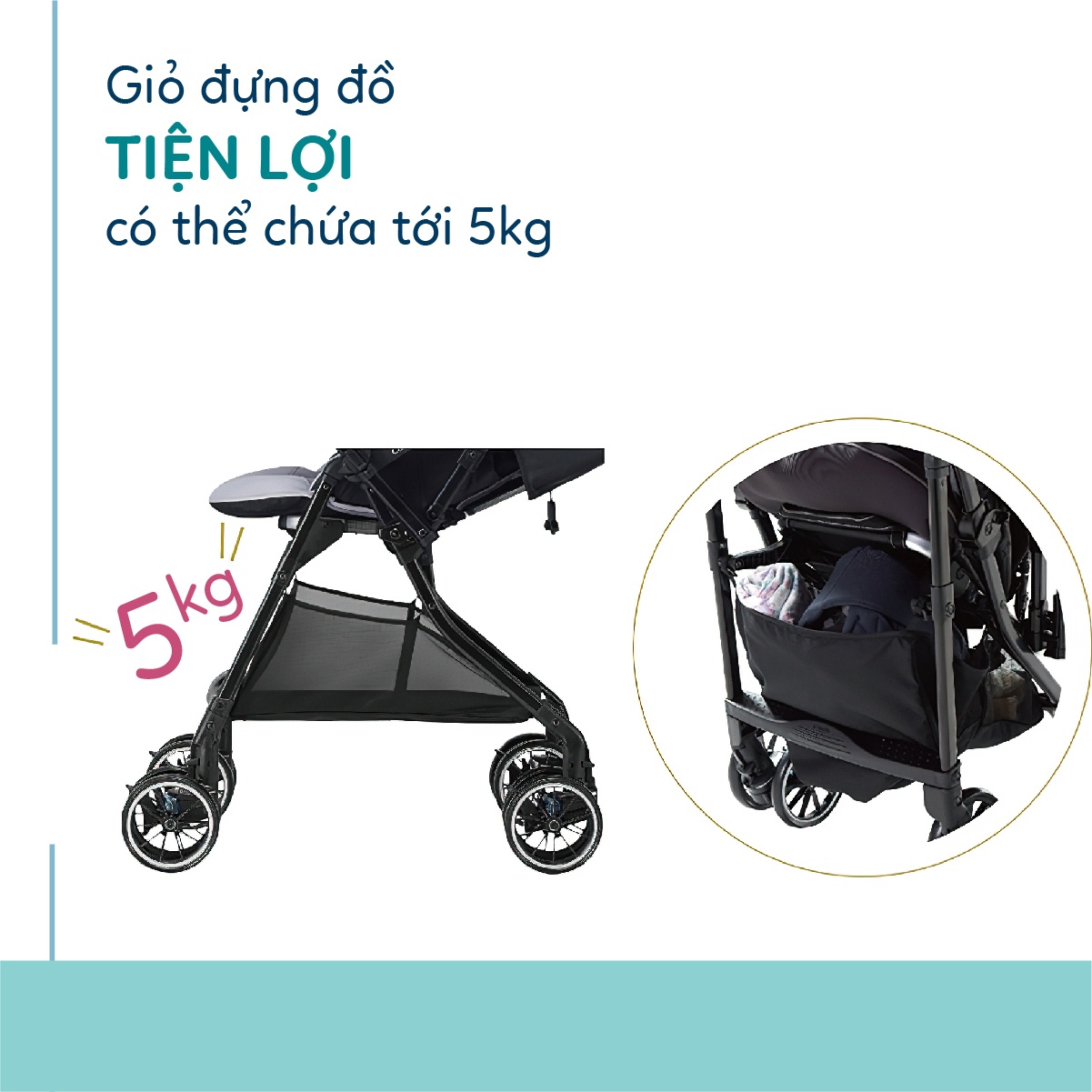 Xe đẩy Combi Sugocal Light 4 xanh dương hình 14